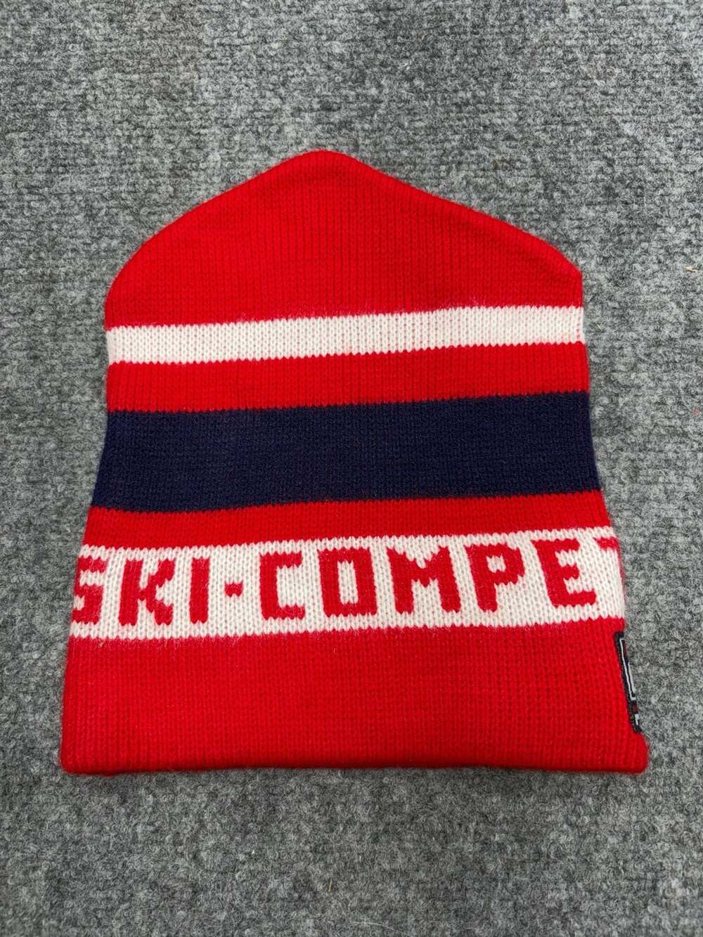 Fila Ski Competition Beanie Red White Blue Wool Ski Hat-One Size-Made in Italy